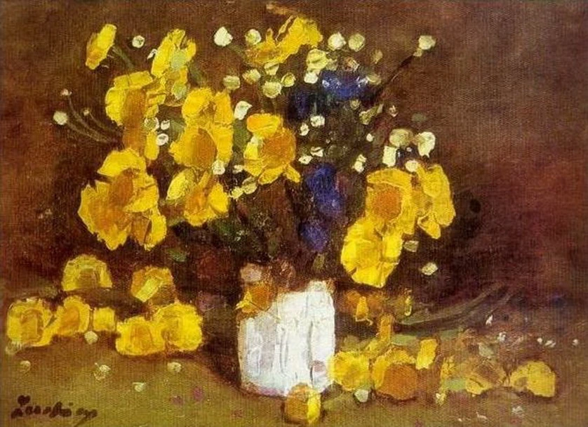 Natura morta con margherite gialle